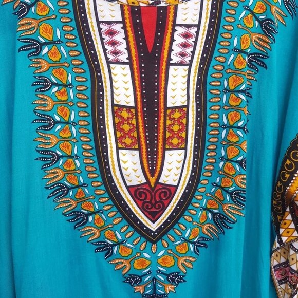 African Boubou/Dashiki dress/kaftan in a pretty deep aqua. - Picture 4 of 8